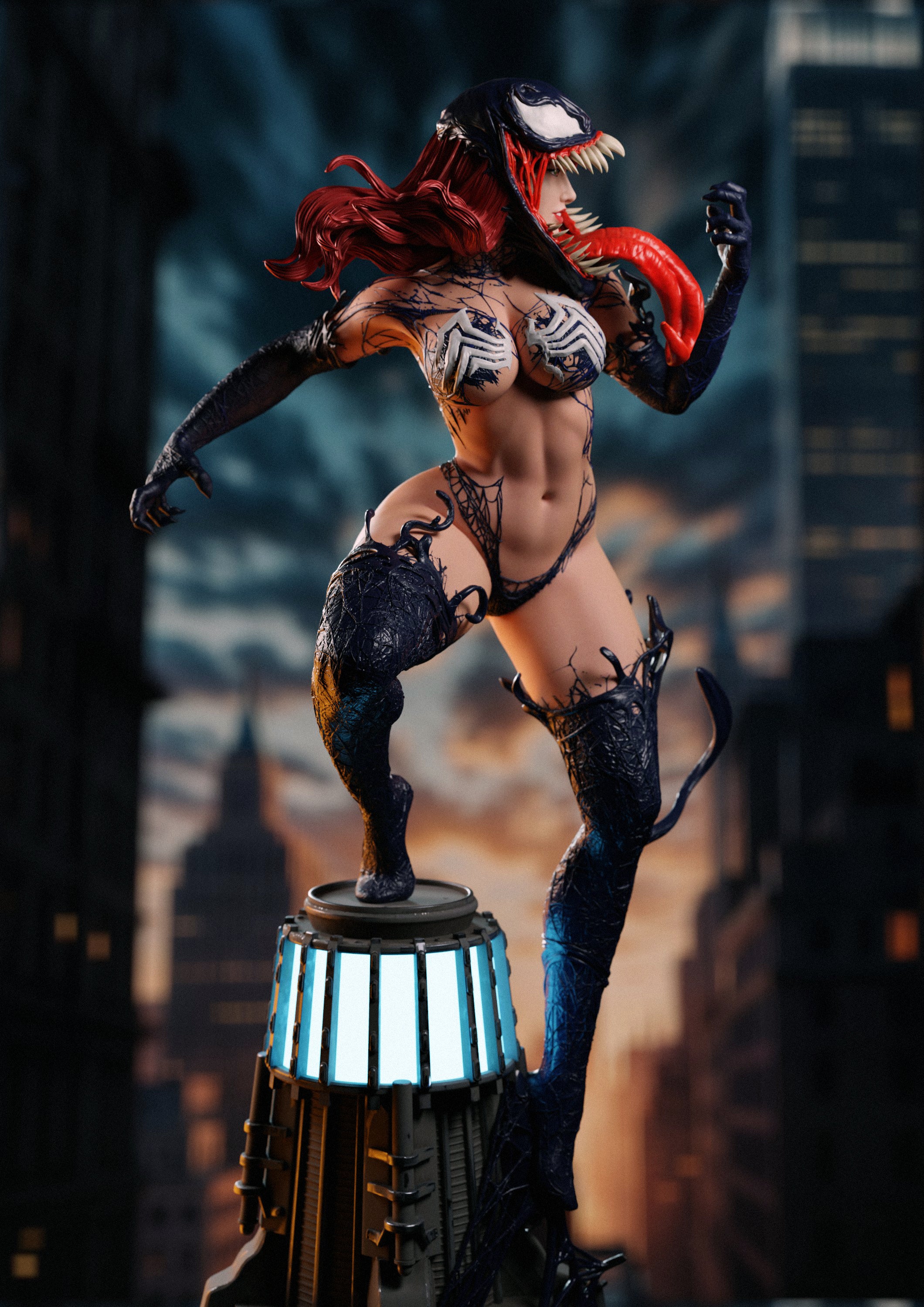 MJ Venomized Figur !!!BEMALT!!! -Fan Art-3D Druck- Maßstab 1:6