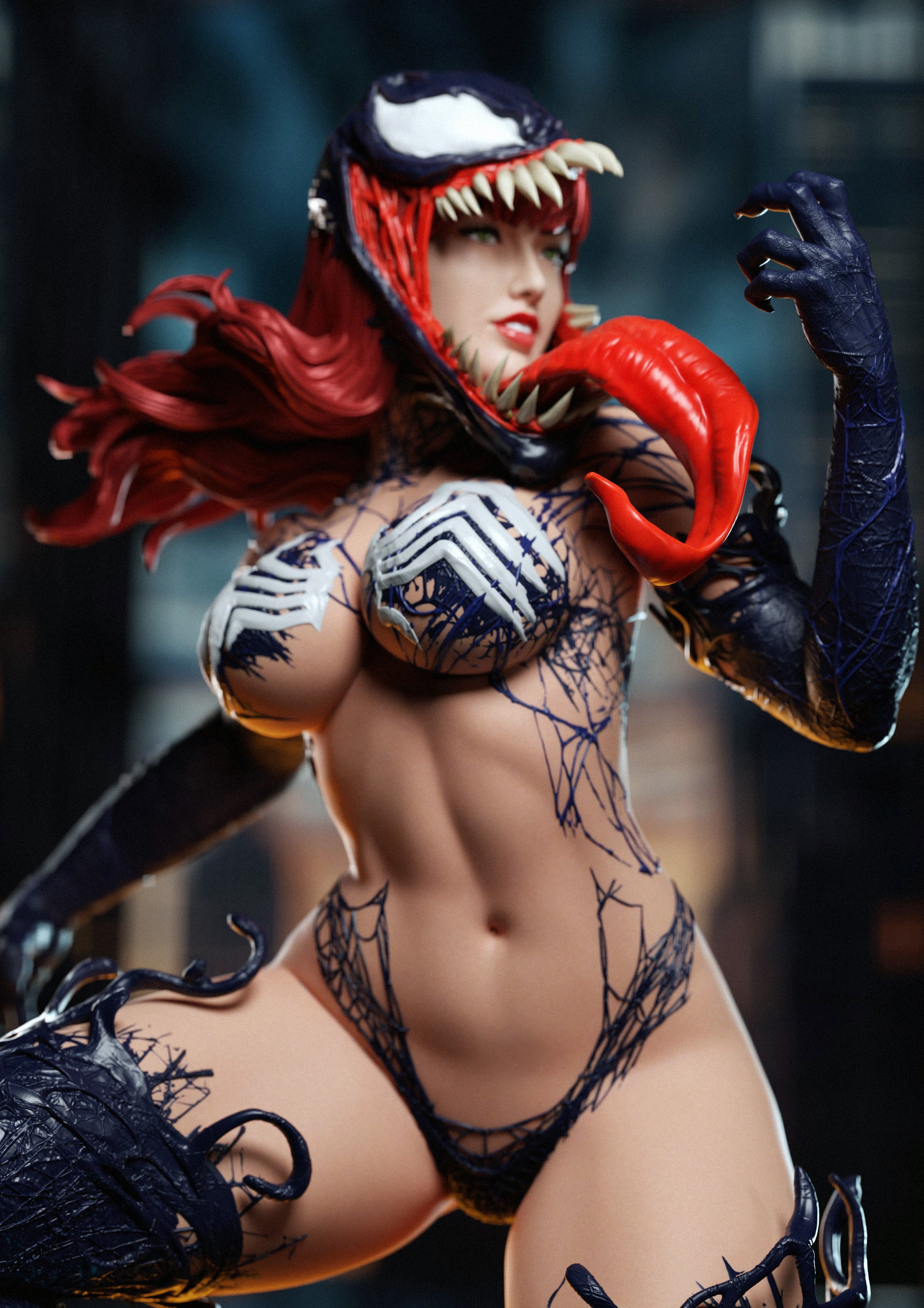 MJ Venomized Figur !!!BEMALT!!! -Fan Art-3D Druck- Maßstab 1:6