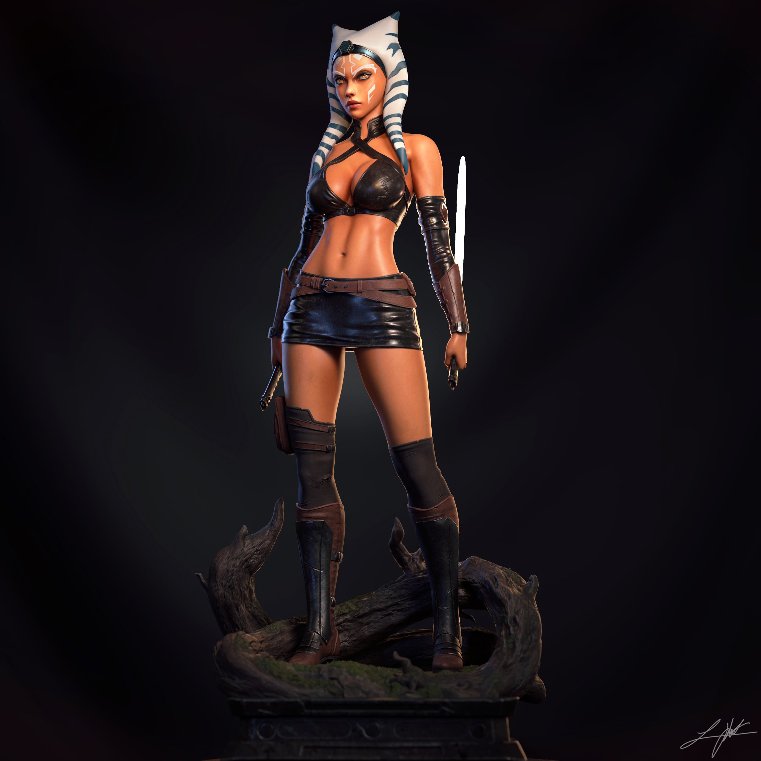 Ahsoka Tano Figur BEMALT -Fan Art-3D Druck- Maßstab 1:6