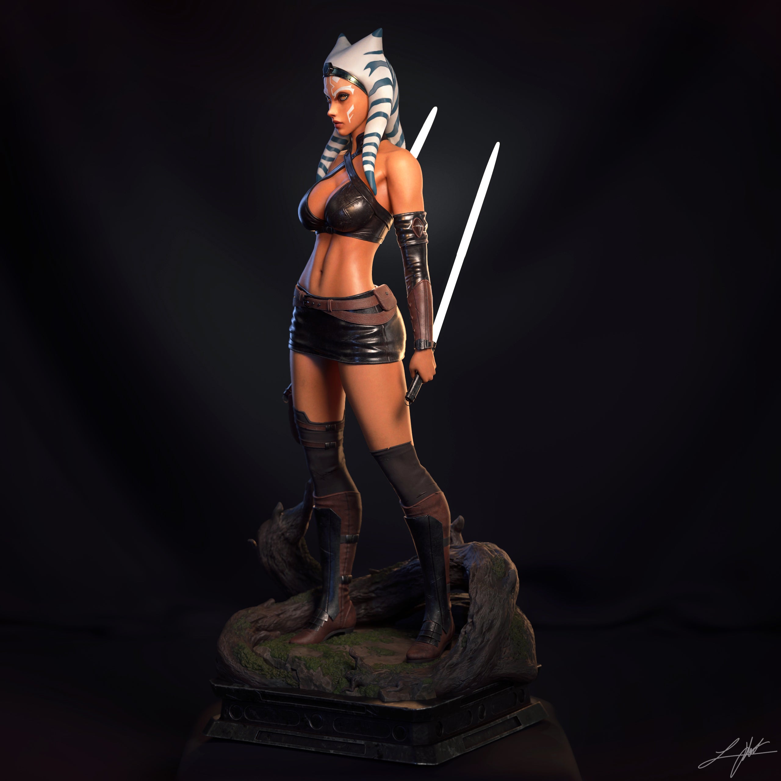 Ahsoka Tano Figur BEMALT -Fan Art-3D Druck- Maßstab 1:6