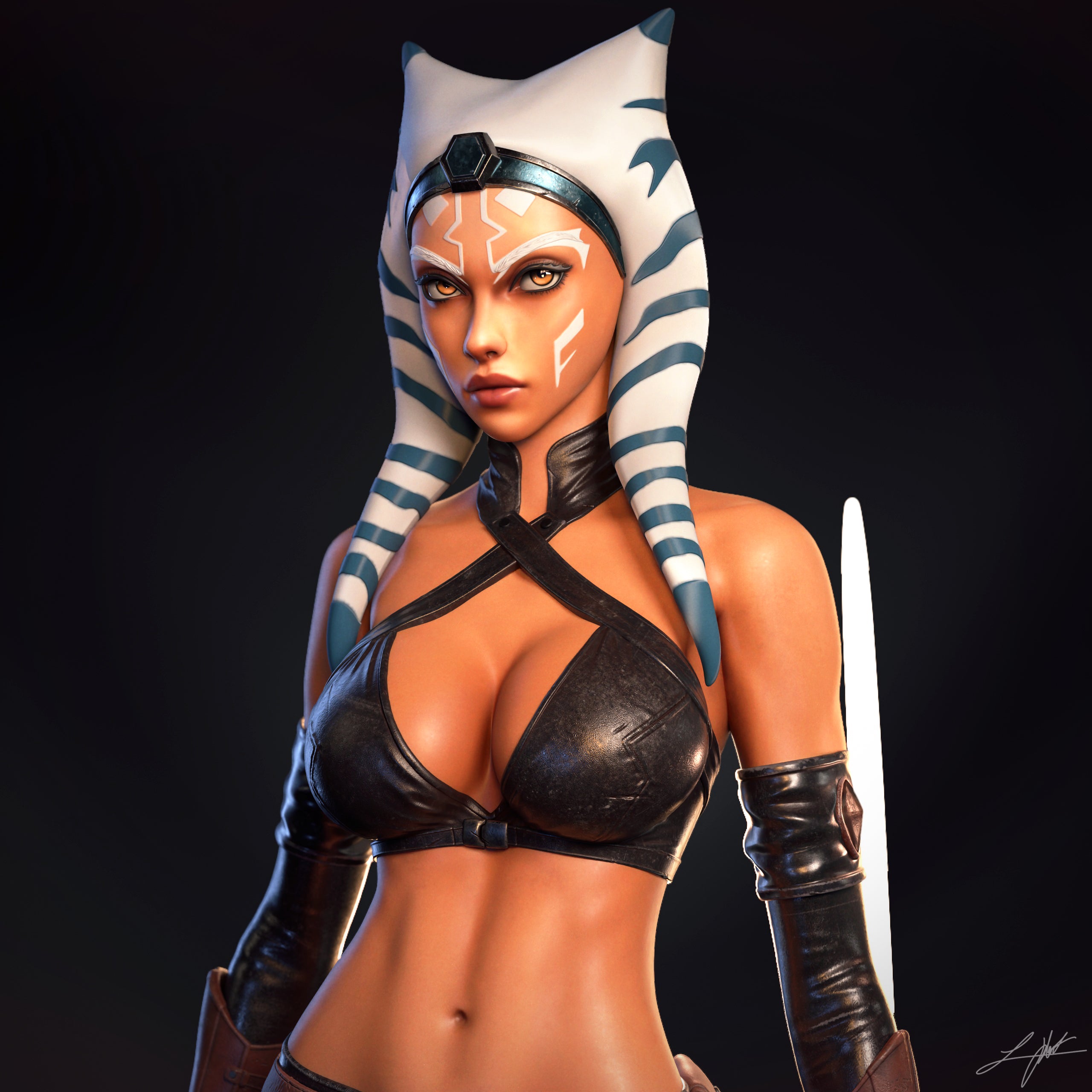 Ahsoka Tano Figur BEMALT -Fan Art-3D Druck- Maßstab 1:6