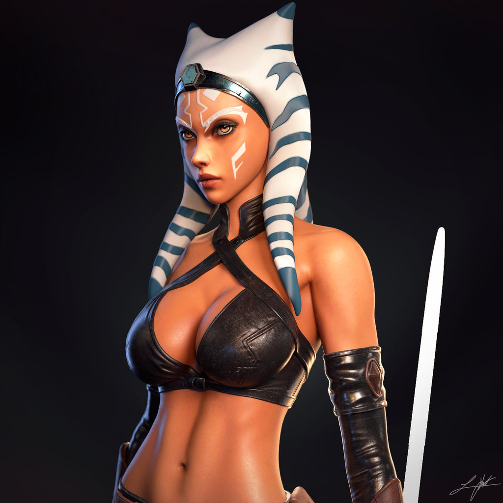Ahsoka Tano Figur BEMALT -Fan Art-3D Druck- Maßstab 1:6