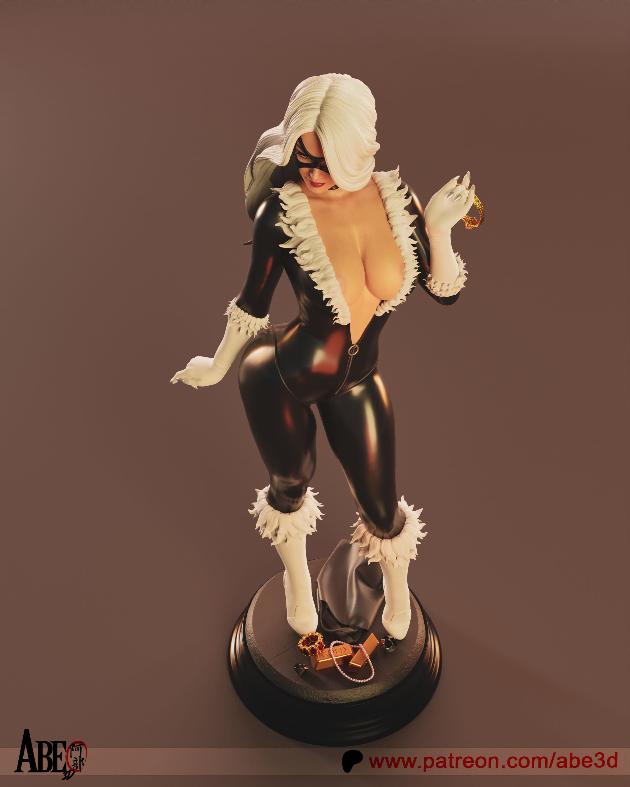 Black Cat Figur BEMALT -Fan Art-3D Druck- Maßstab 1:6