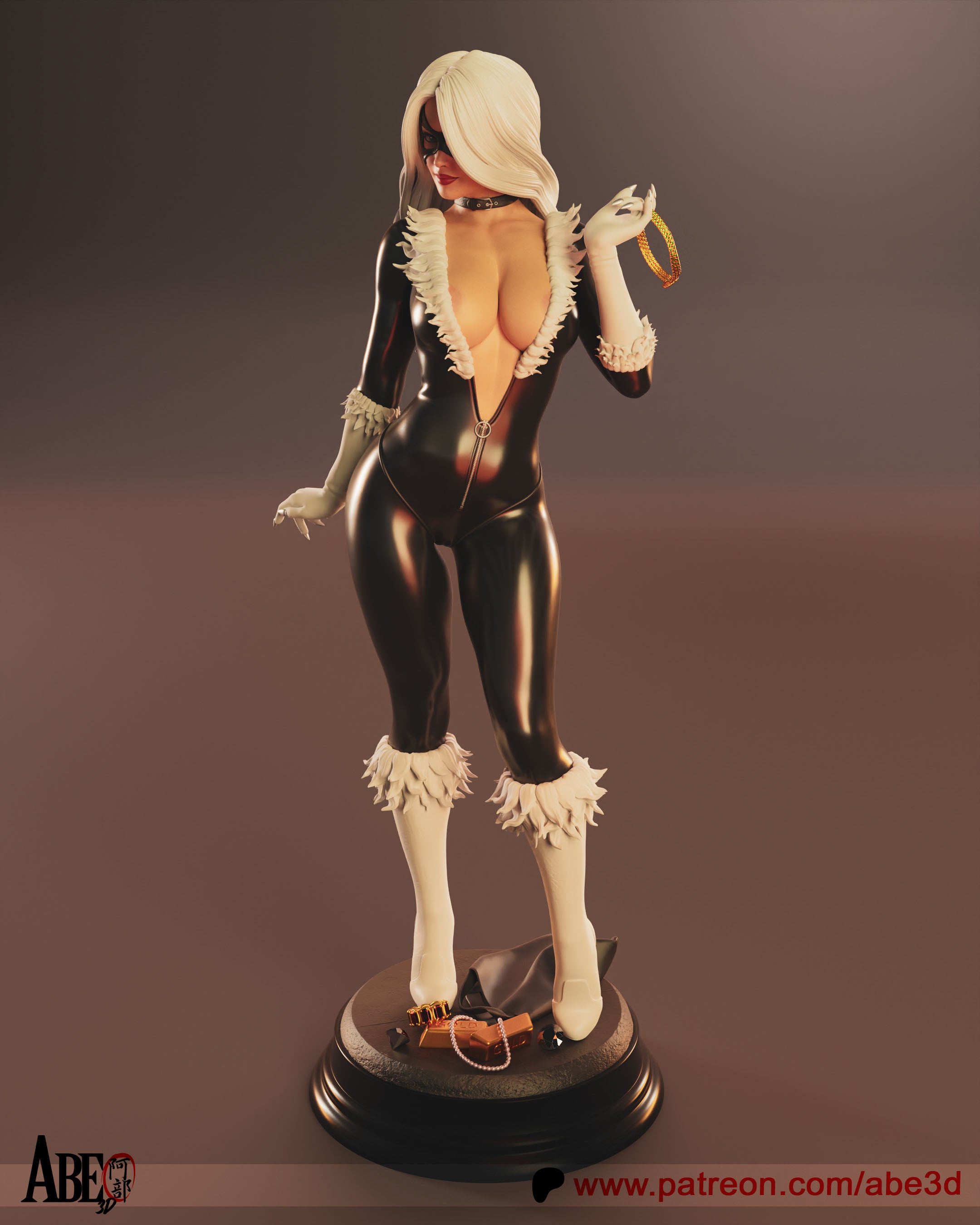 Black Cat Figur BEMALT -Fan Art-3D Druck- Maßstab 1:6