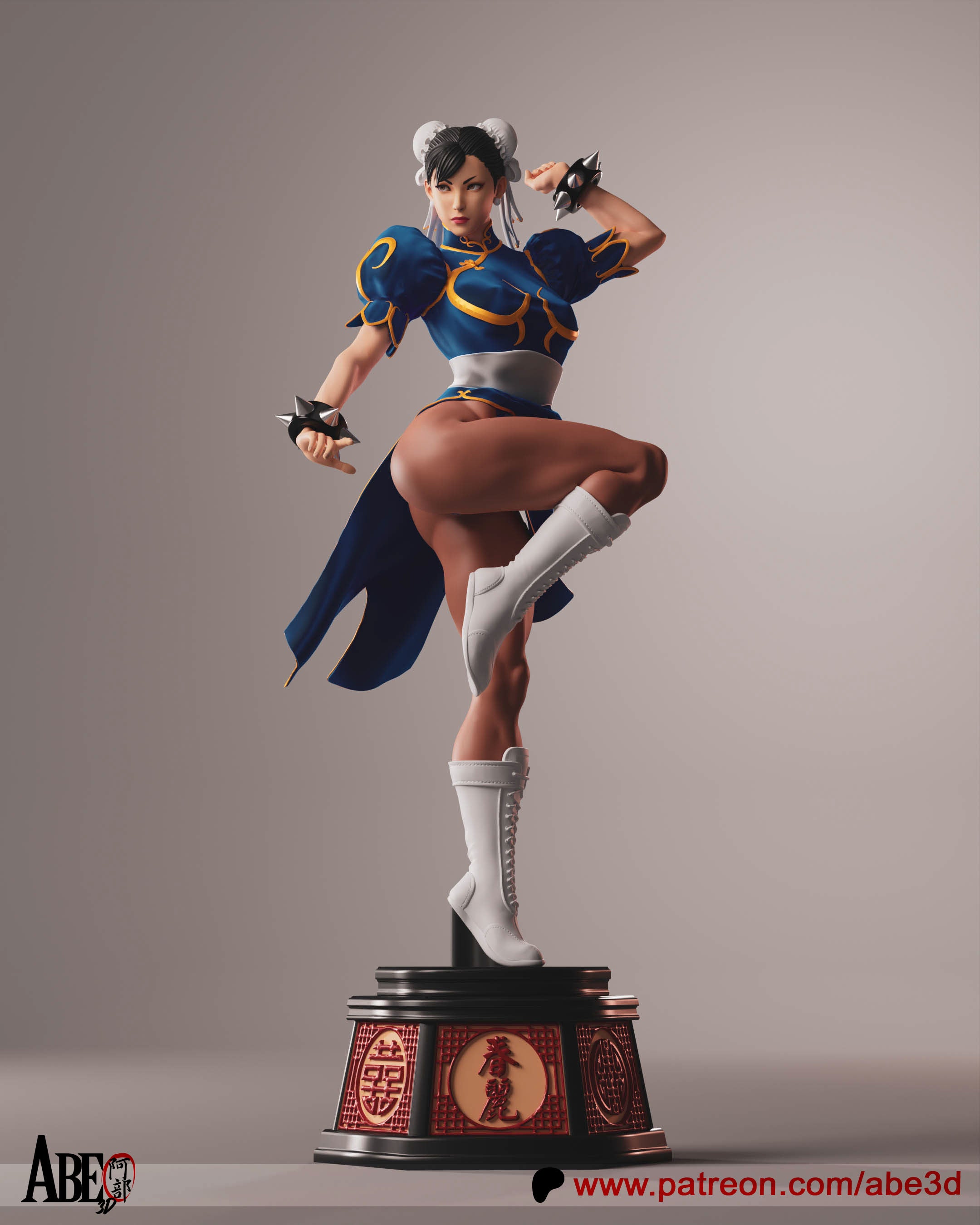 Chun- Li Figur !!!BEMALT!!!-Fan Art-3D Druck-Maßstab 1:6