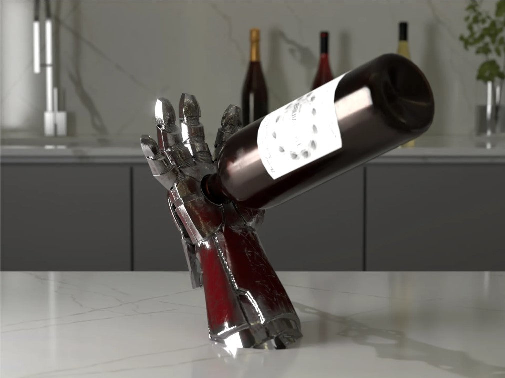 ARC HAND – Weinflaschenhalter im Cyber/Armor-Look (3D-Druck)