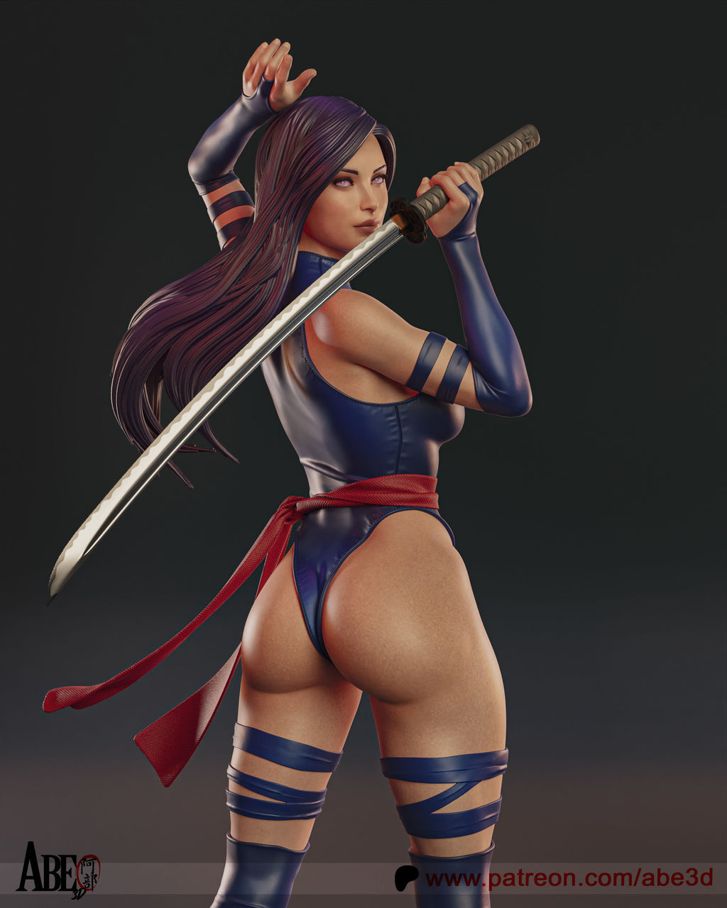 Psylocke Figur !!!BEMALT!!! -Fan Art-3D Druck- Maßstab 1:6