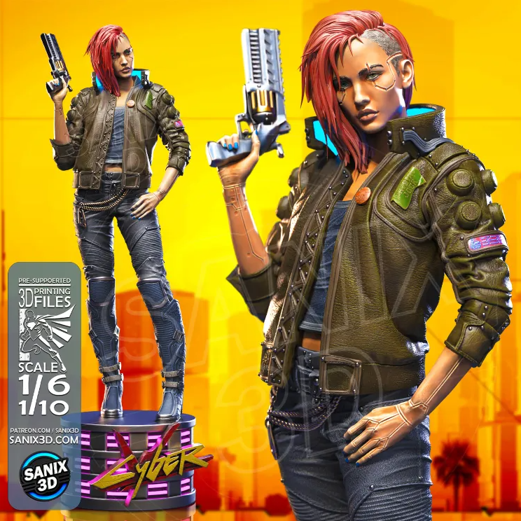 Cyberpunk - V Fan Art Figur !!!BEMALT!!!-Fan Art-3D Druck- Maßstab 1:6