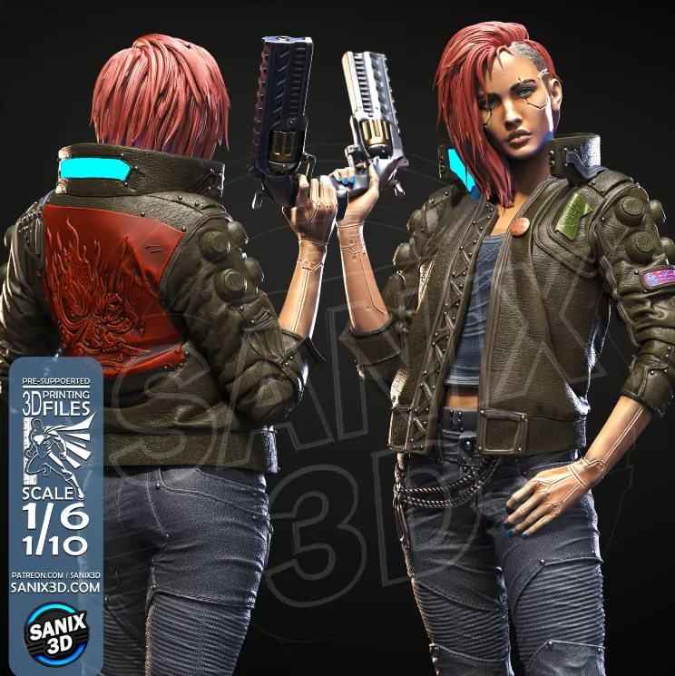 Cyberpunk - V Fan Art Figur !!!BEMALT!!!-Fan Art-3D Druck- Maßstab 1:6