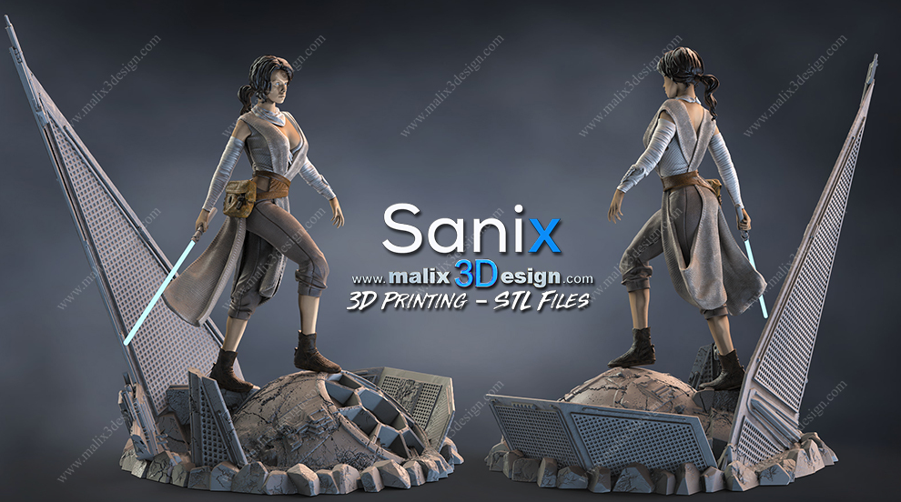 Rey Figur !!!BEMALT!!!-Fan Art-3D Druck- Maßstab 1:6