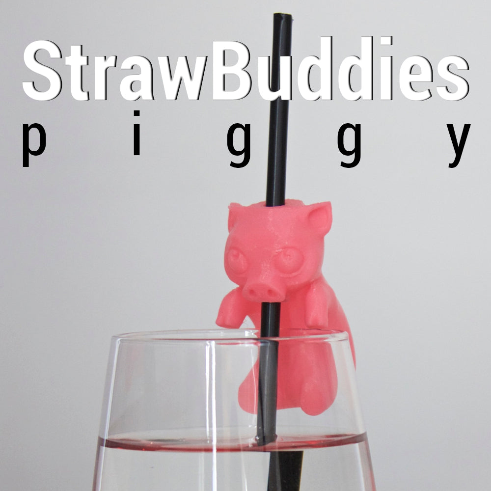 StrawBuddies „Piggy“ – Strohhalm-Buddy/Glas-Marker (3D-Druck)